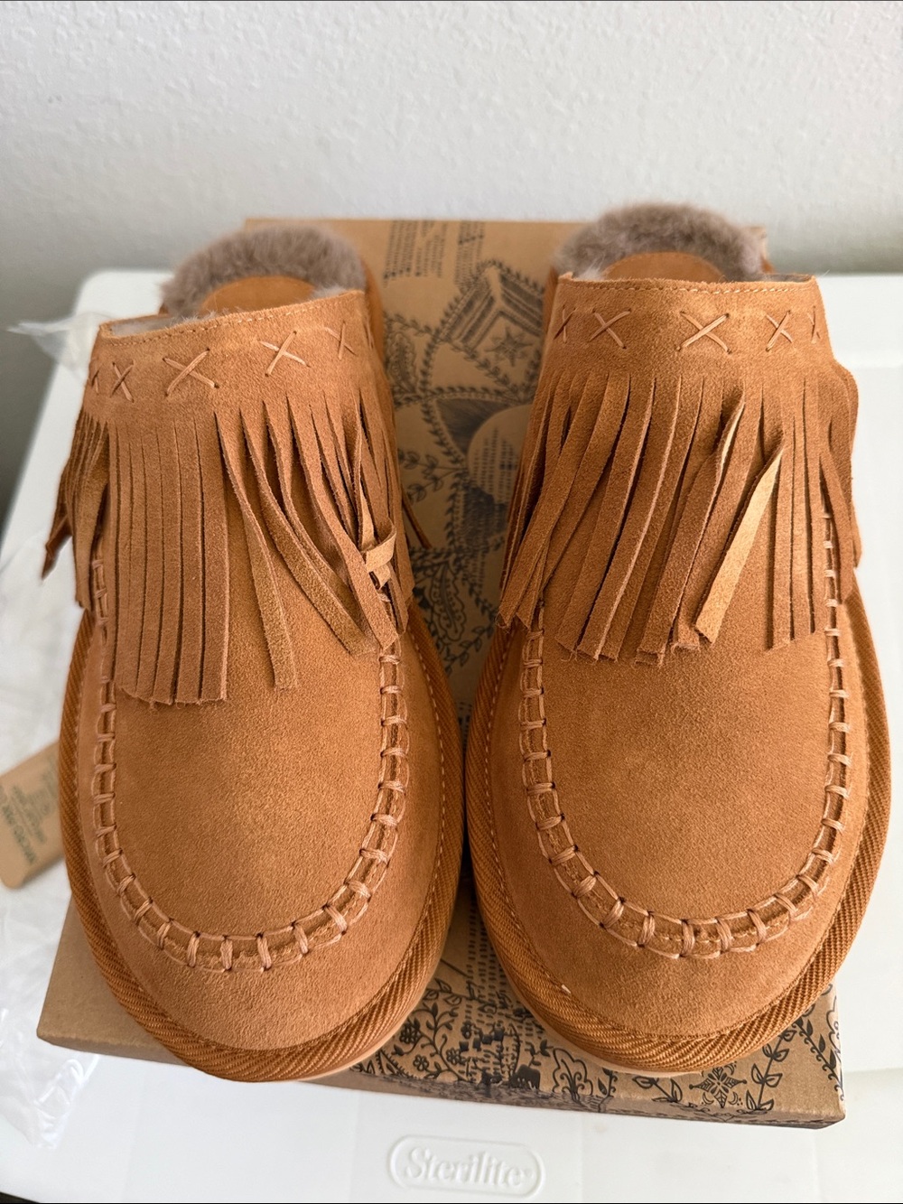 Free People Suede Fringe Mule Clogs in Tan(various sizes)